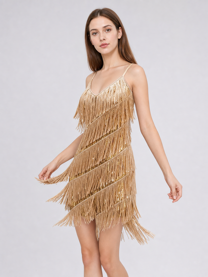 Fringe and Sequin Party Dress Set