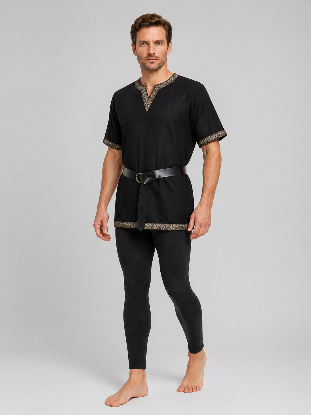 Retro V-Neck Top with Belt and Trim product detail 2