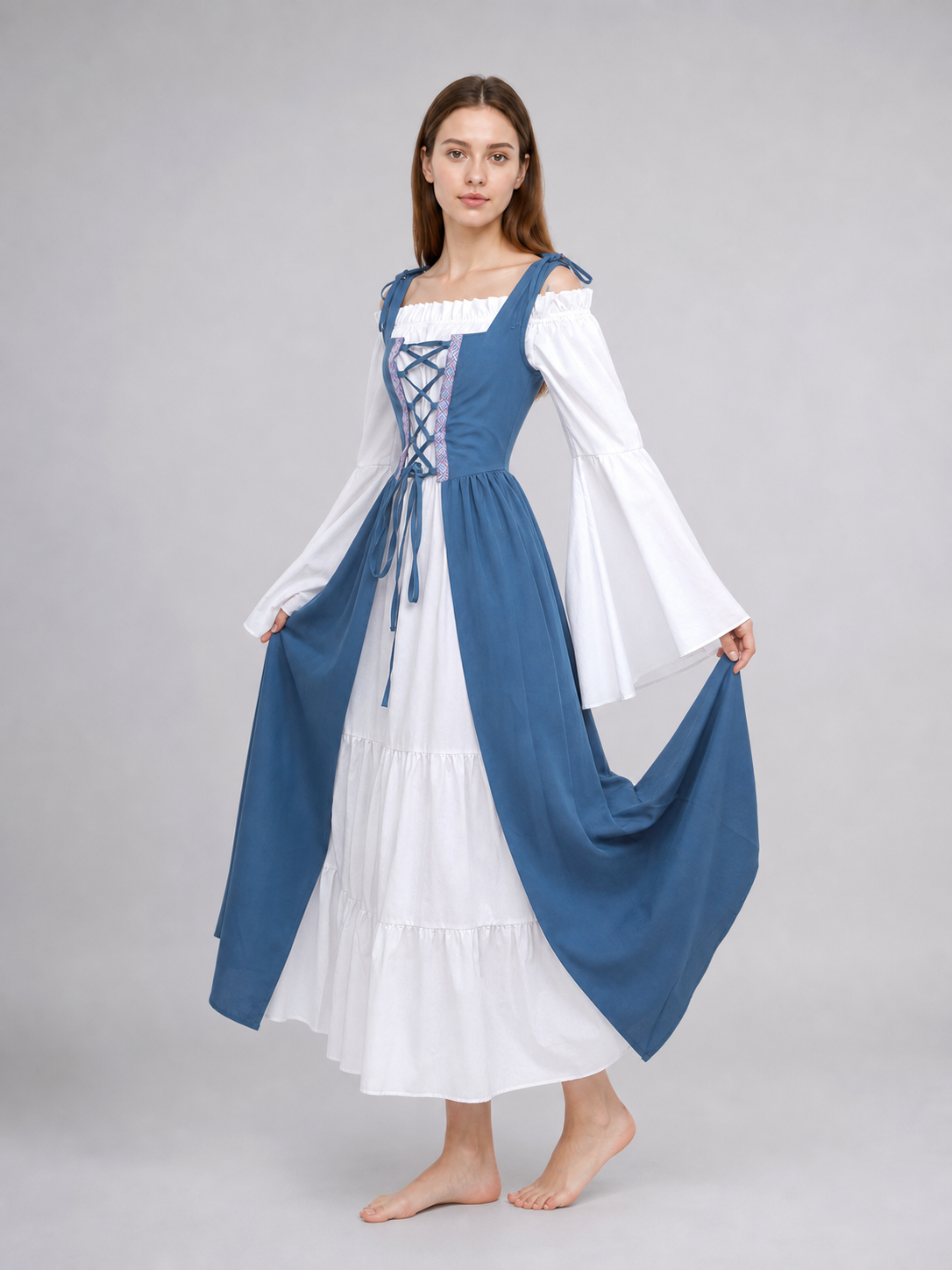 Medieval-Style Dress with a Square Neckline