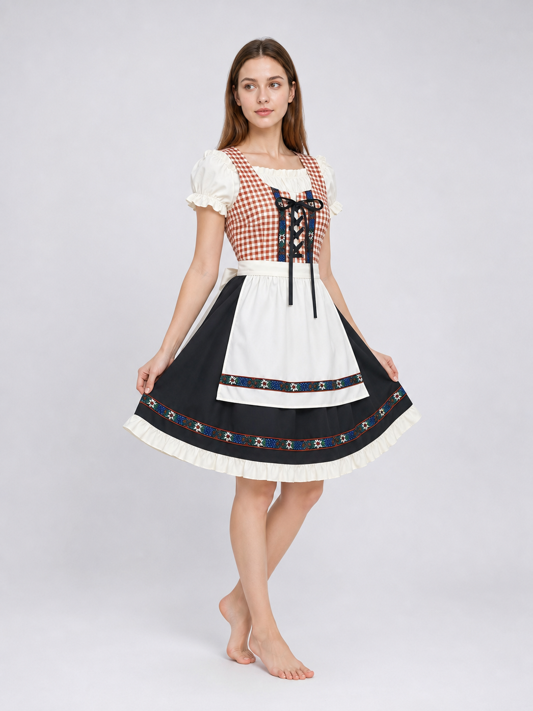 This traditional costume is designed in a vintage folk style and is suitable for