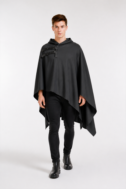 Hooded Cape with Asymmetrical Cut
