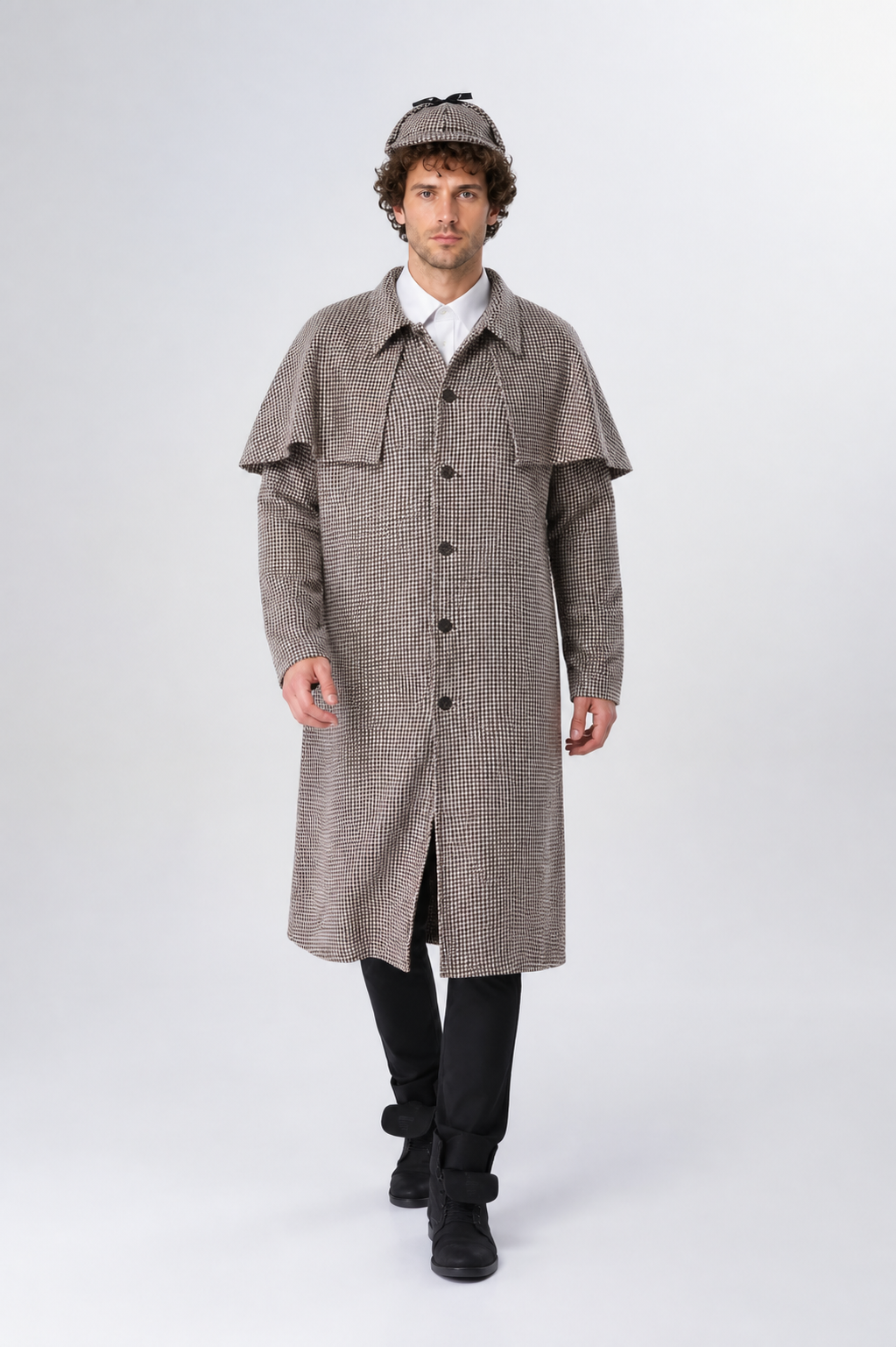 Sherlock Holmes Costume with a Plaid Cape Costume Capes detail 2