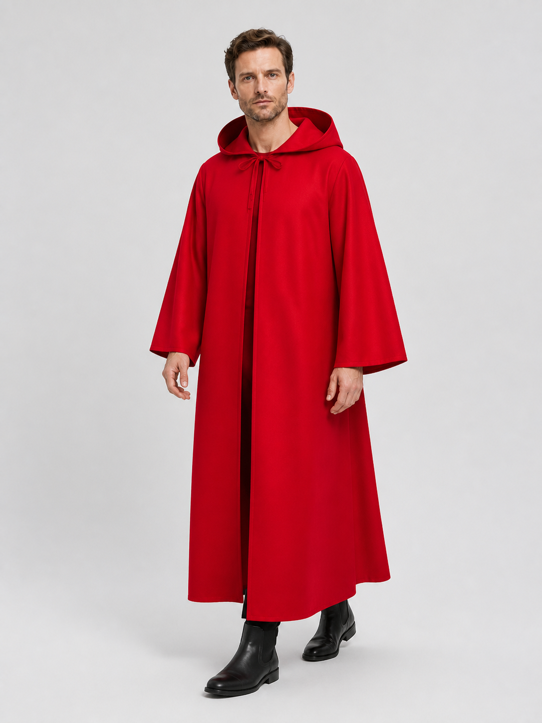 Red Hooded Long Cloak for Cosplay and Halloween Costume Capes detail 2