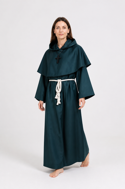 Medieval Hooded Cloak with Belt for Cosplay Costume Capes detail 2