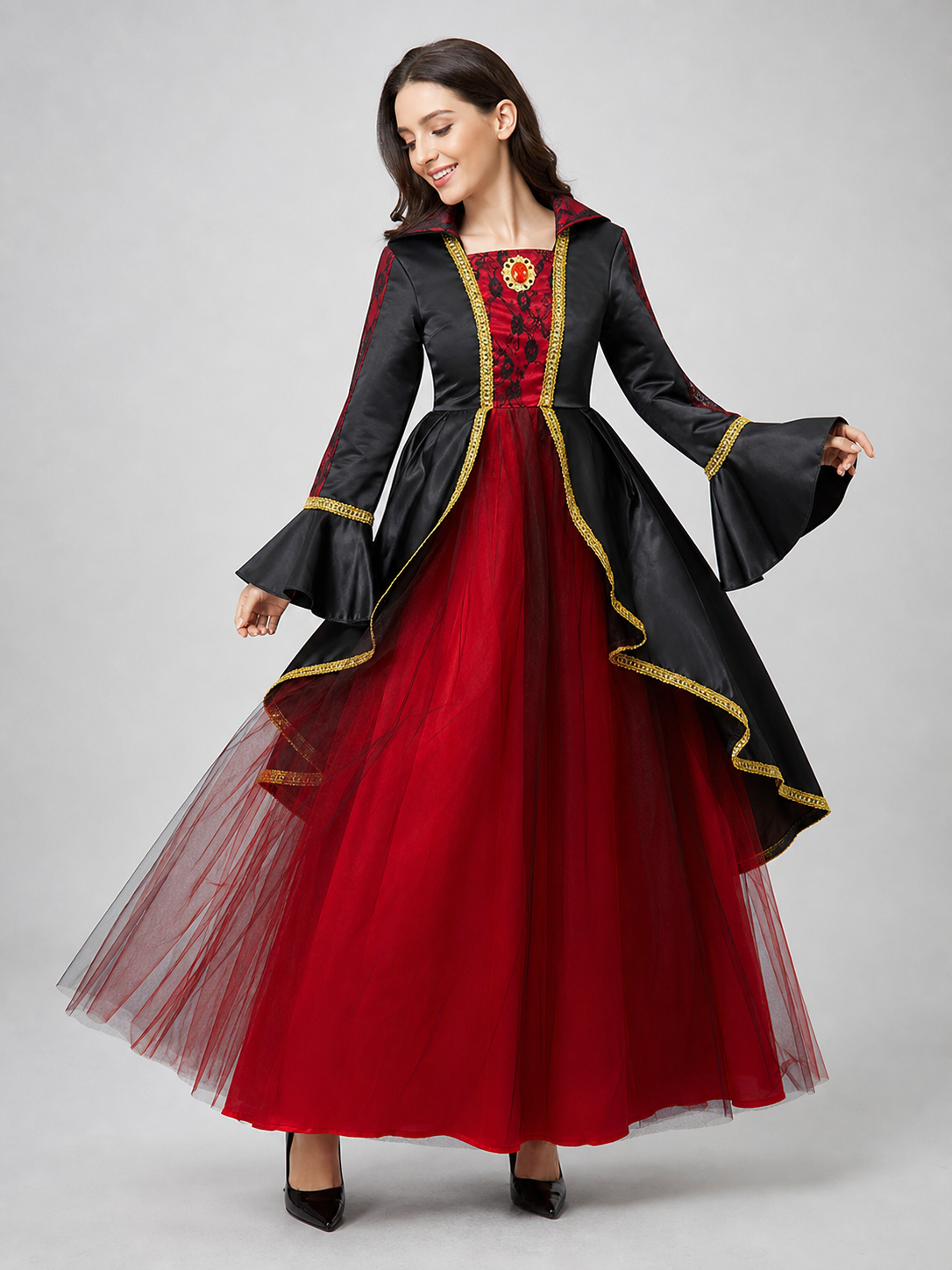 Black and red hooded costume dress