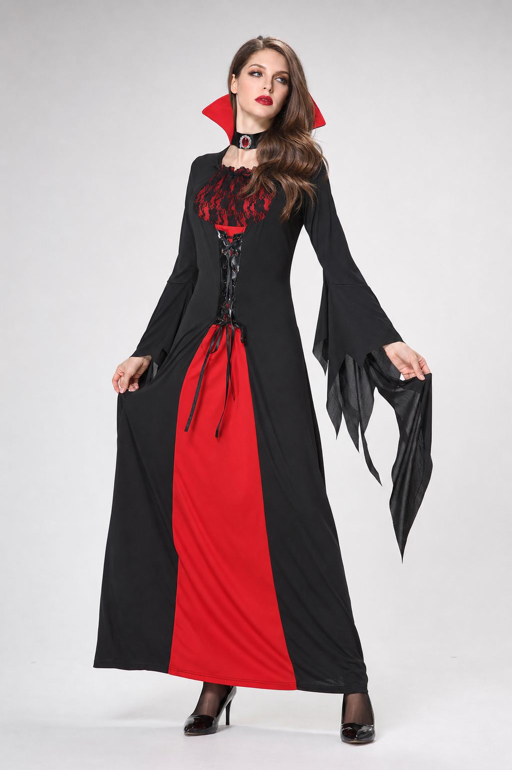 Carnival Cosplay Dress with Red and Black Details