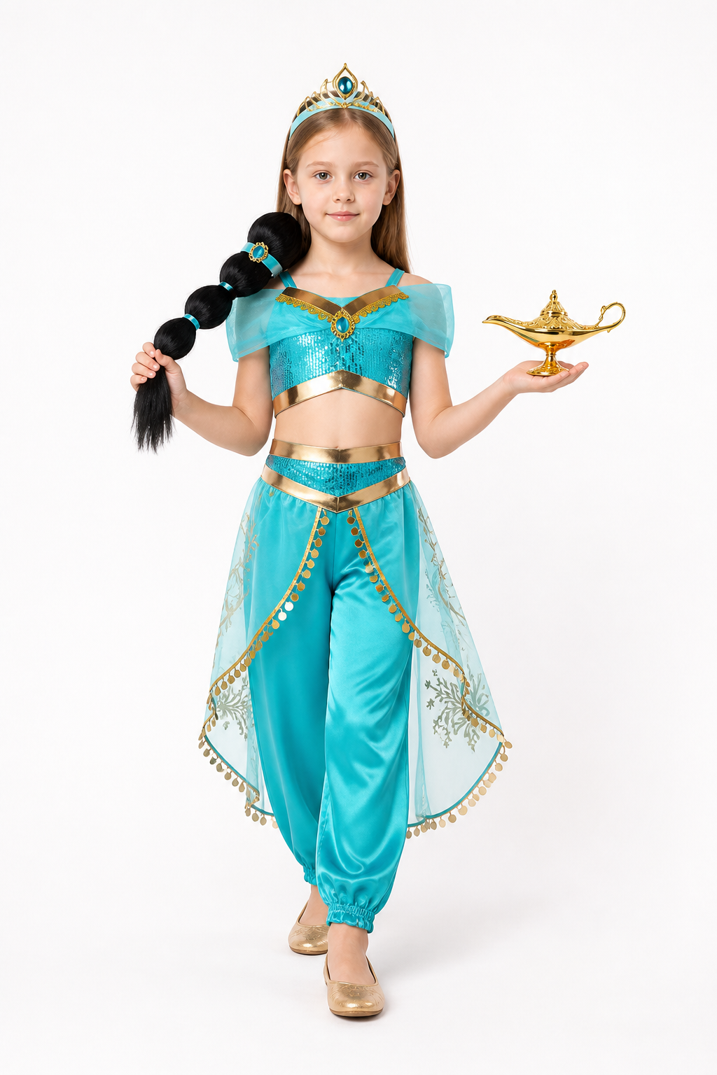 Jasmine Children's Carnival Costume with Crown and Wig Costume Wigs detail 2