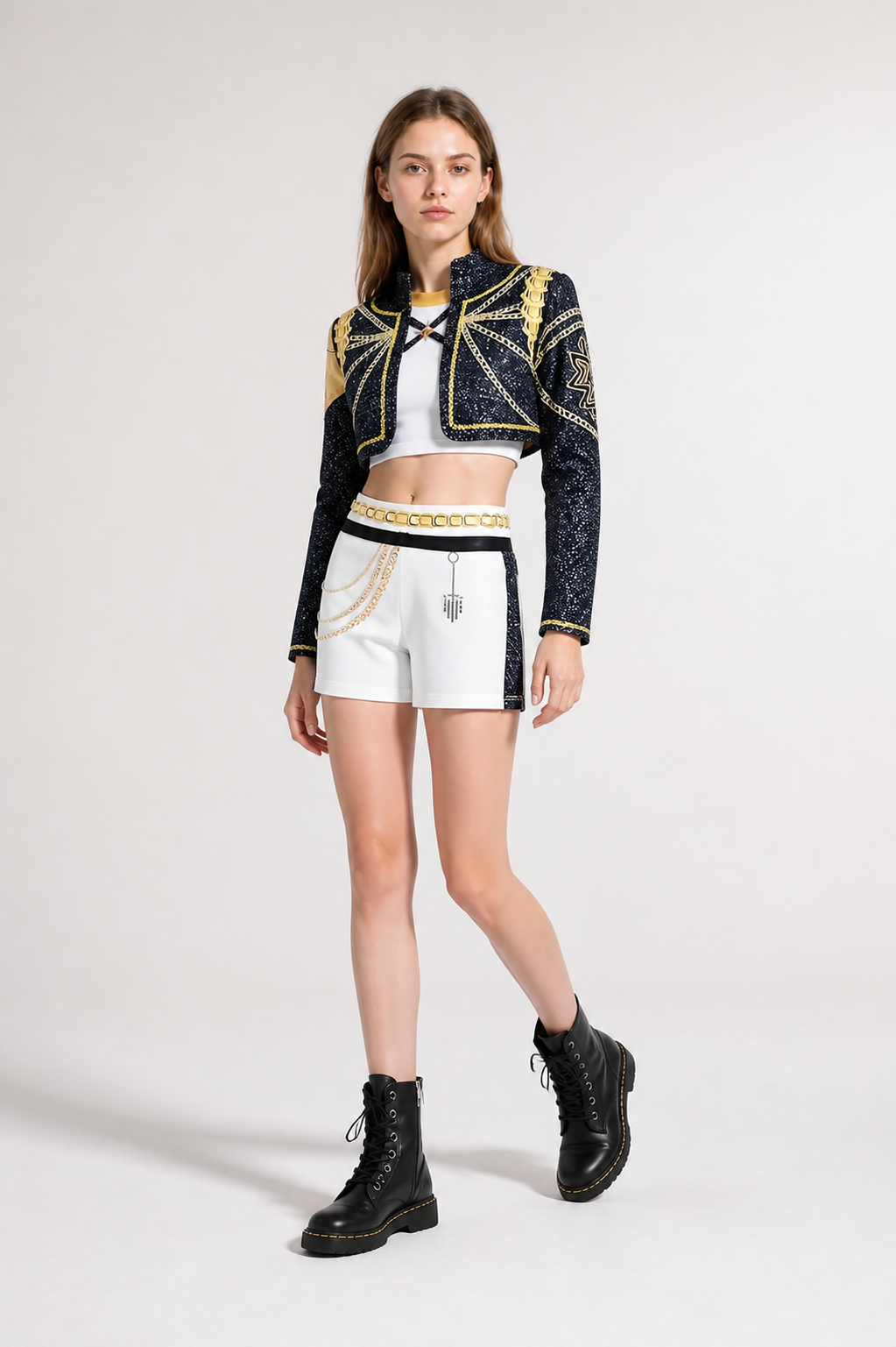 Black-and-White Cosplay Costume with Gold Decoration Holiday Decorations detail 2