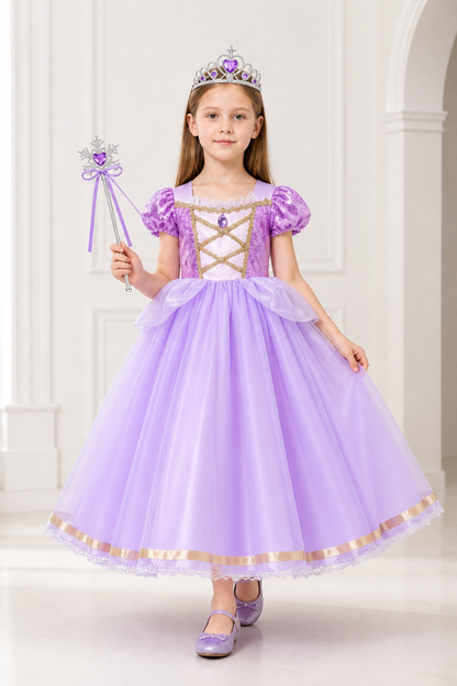 Princess Rapunzel Dress with Crown and Magic Wand Costume Dresses detail 2