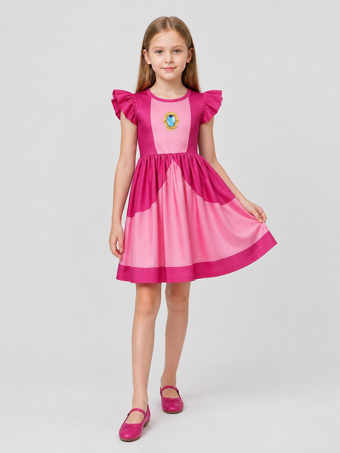 Super Mario Costume Dress with Emblem and Full Skirt Costume Dresses detail 2