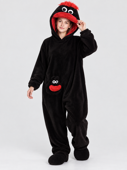 Insulated jumpsuit pajama with cartoon head
