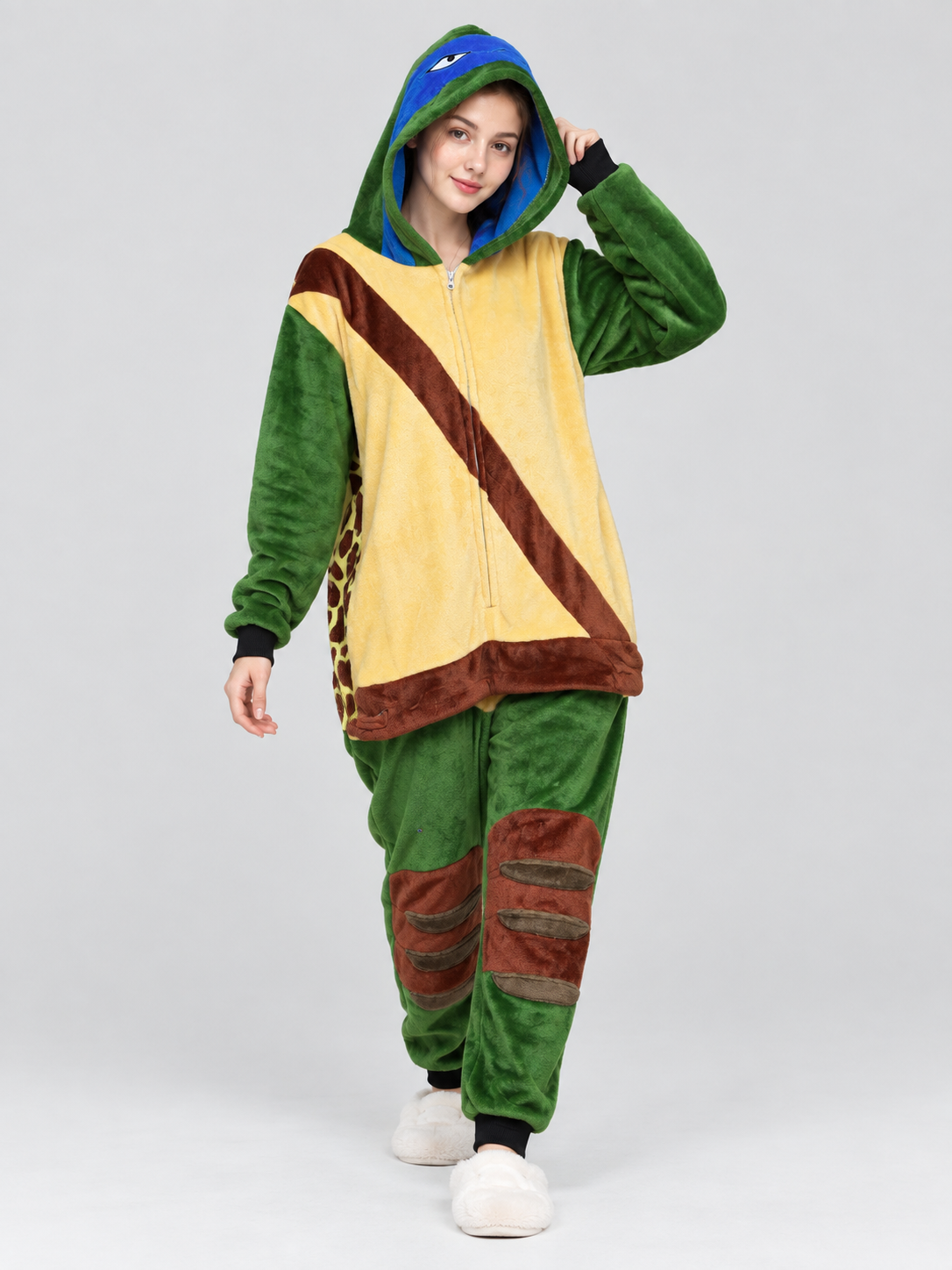 Dragon one-piece pajama with hood and zipper