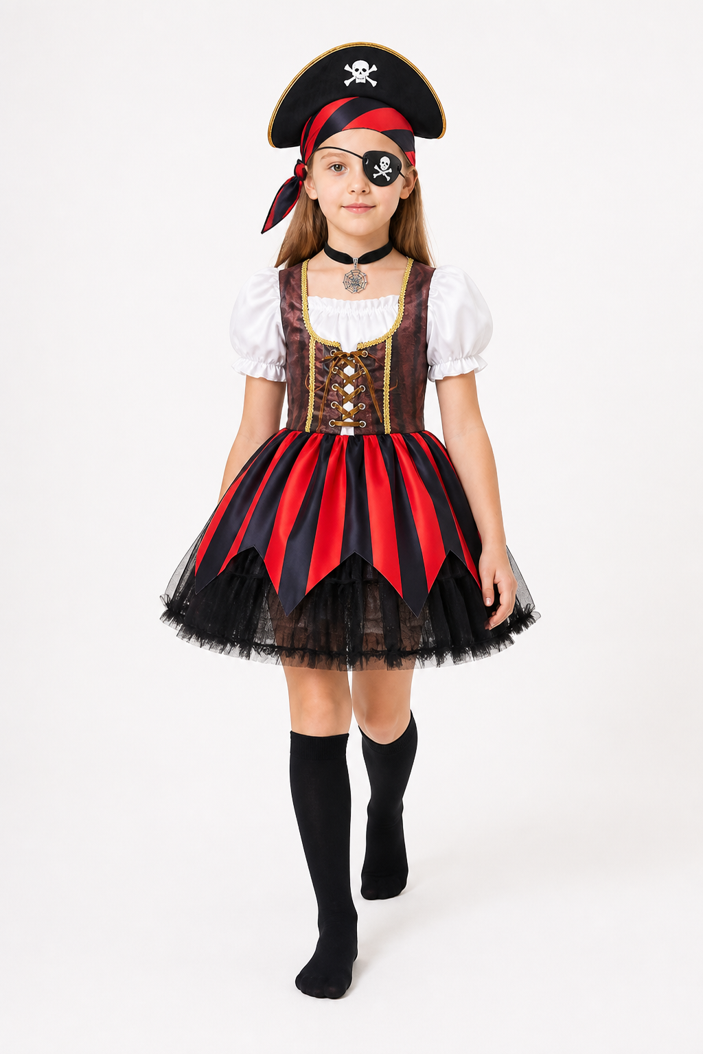 Children's Pirate Costume with Striped Dress and Corset Costume Dresses detail 2