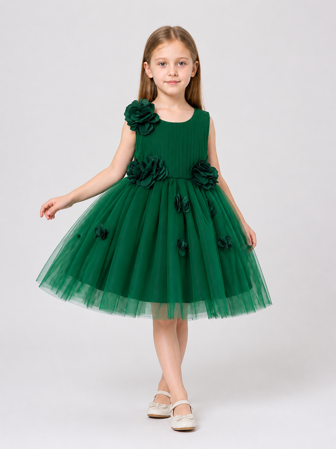 Tutu Dress with 3D Flowers for a Flower Girl