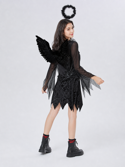 Dark Angel Costume with Wings and Black Halo Costumes detail 2