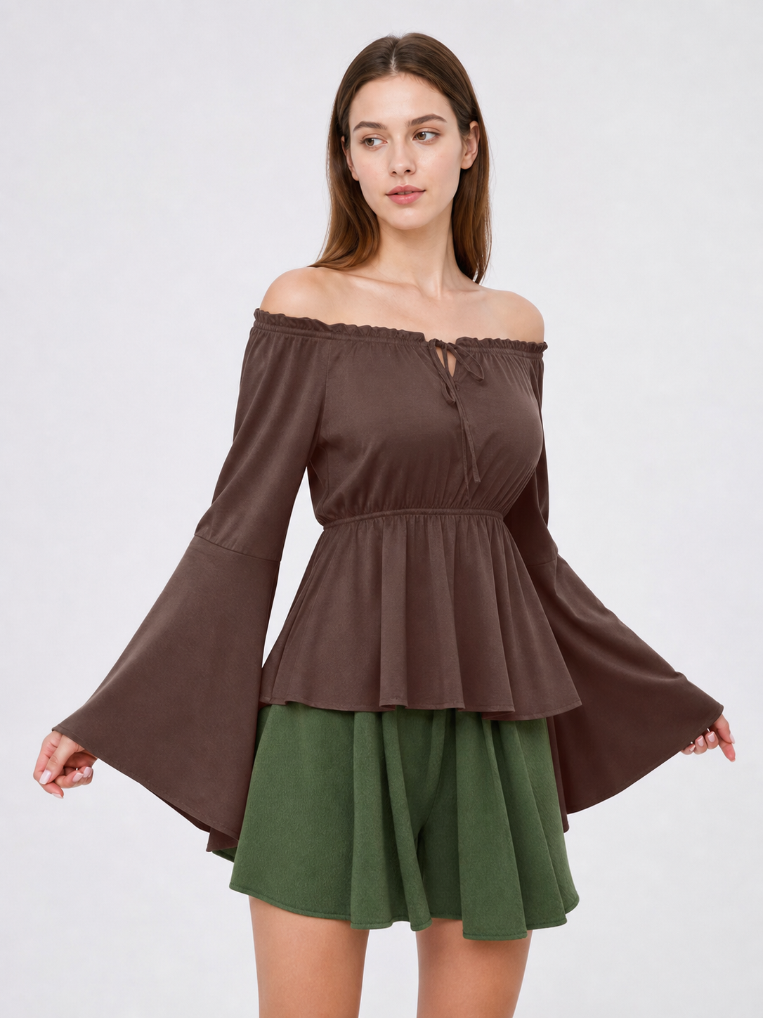 Off-the-Shoulder Top with Flared Sleeves