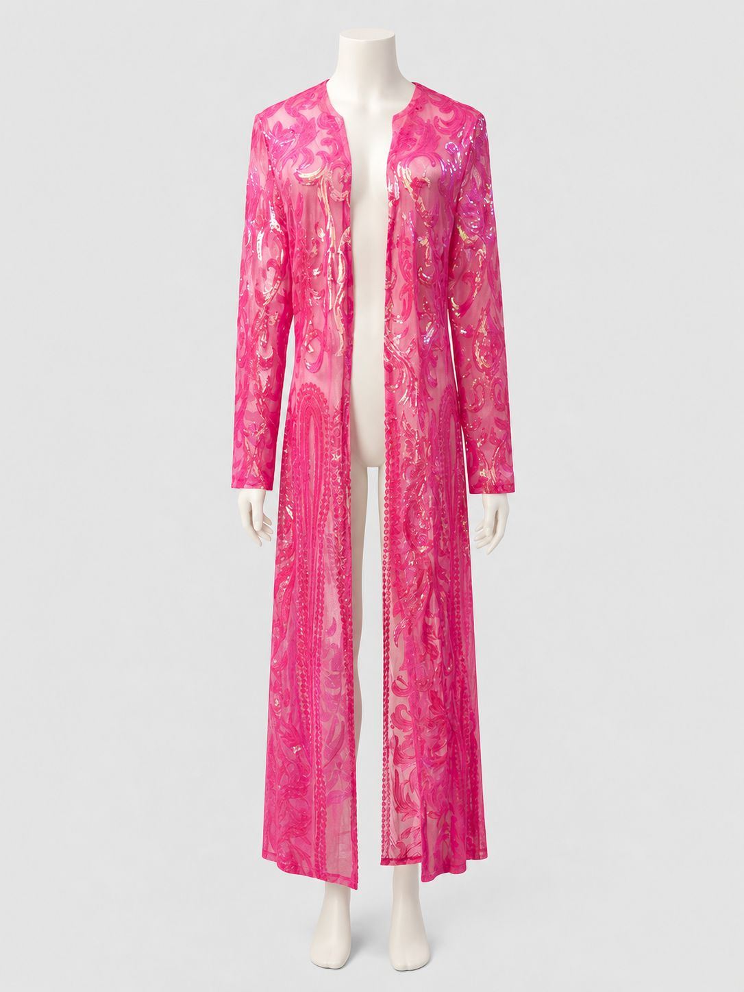 Long Cardigan with Sequins and Baroque Embroidery