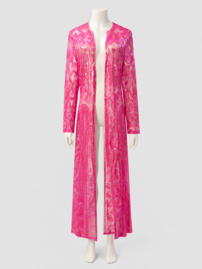 Long Cardigan with Sequins and Baroque Embroidery