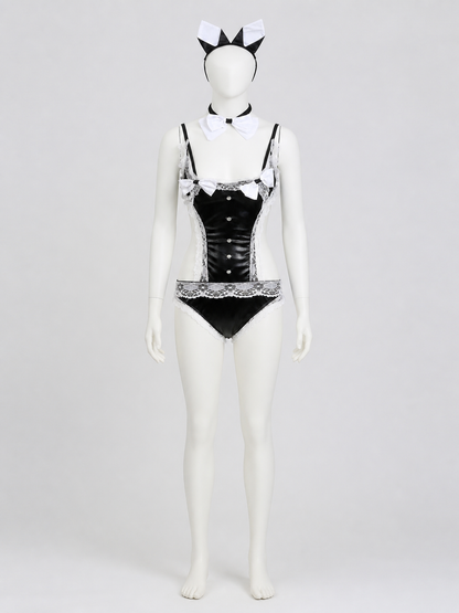 Lace Bunny Costume with Bodysuit and Ears for Cosplay Costumes detail