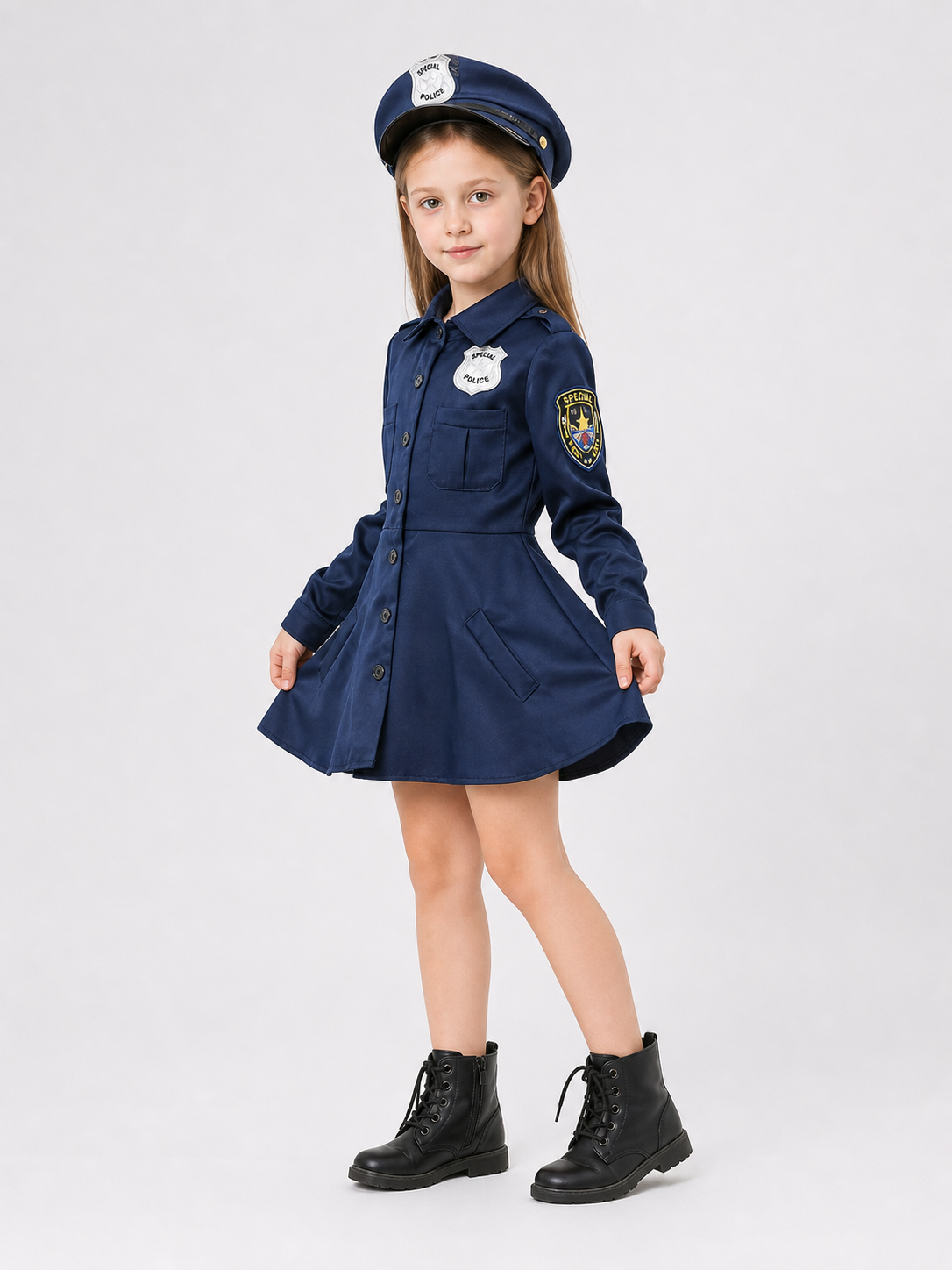 Police Officer Costume Dress with Cap