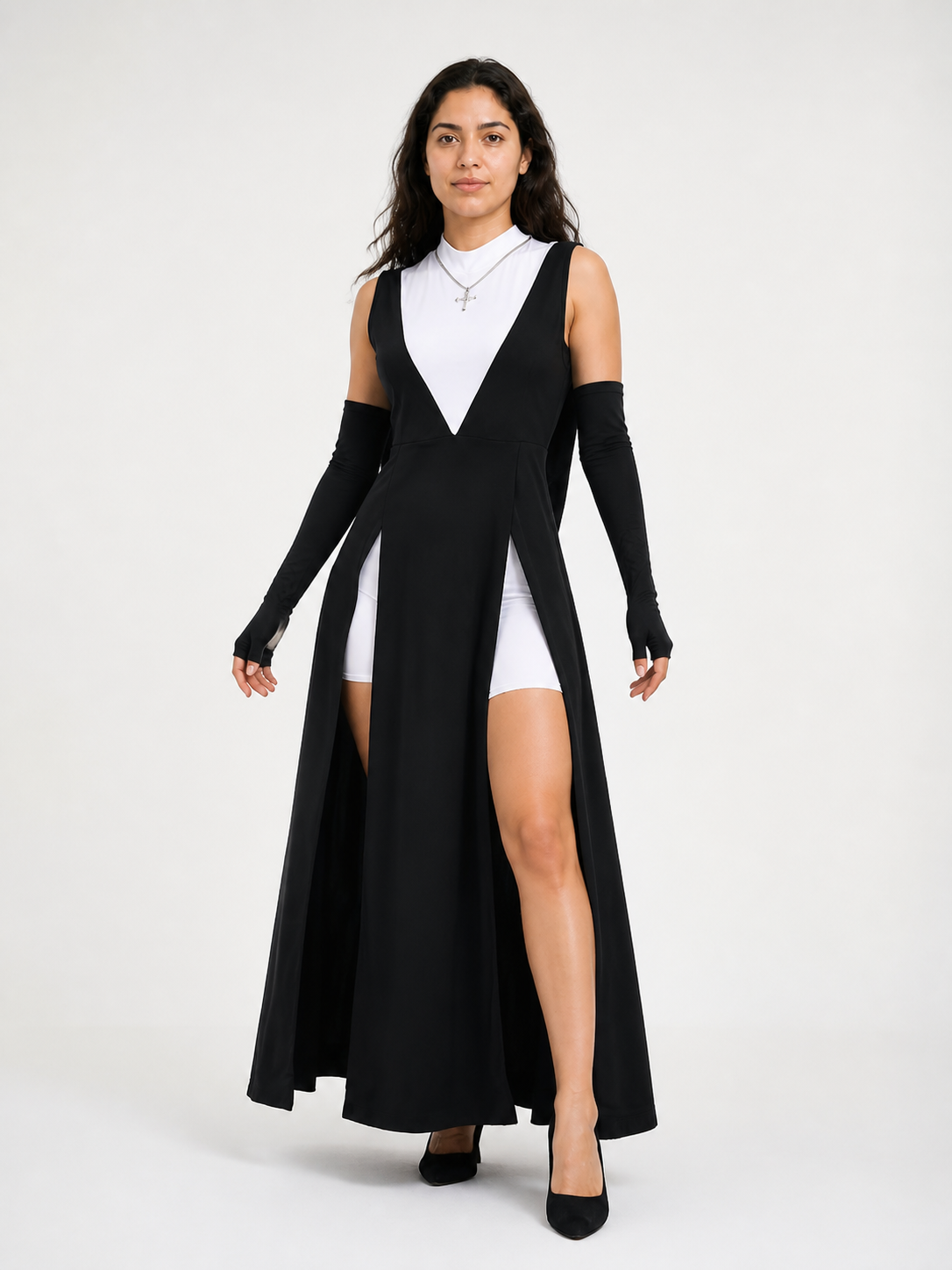 Long Black Sleeveless Ritual Robe product detail 2