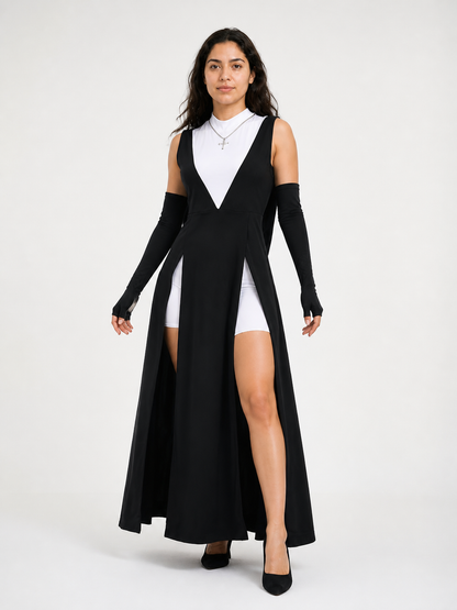 Long Black Sleeveless Ritual Robe product detail 2