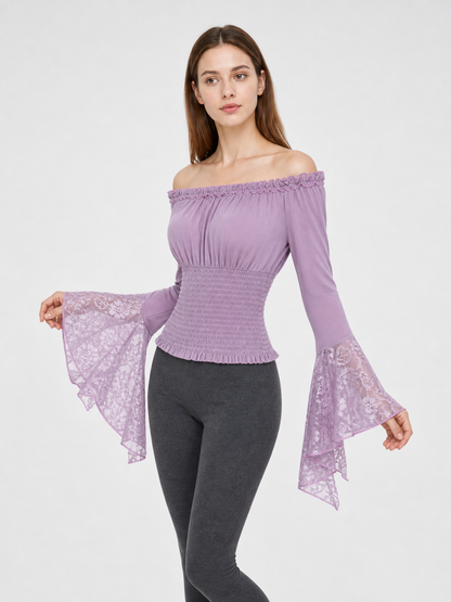 Off-the-Shoulder Top with Long Sleeves