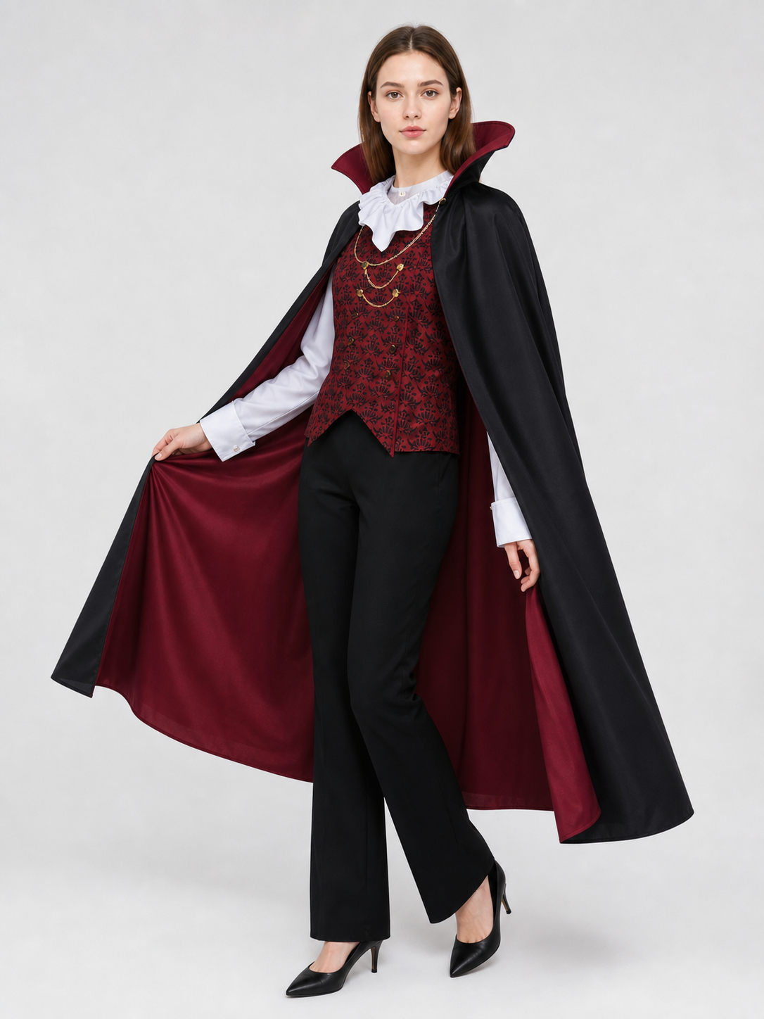 Vampire Cosplay Costume with Cape and Chains