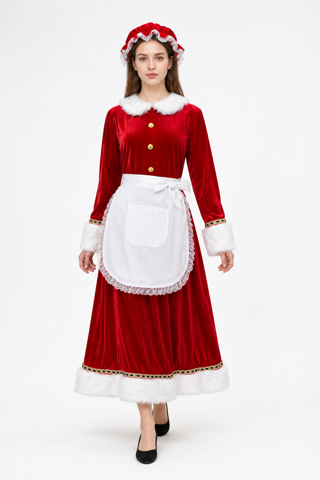 New Year's Carnival Costume with Apron and Hat Costume Headwear detail 2