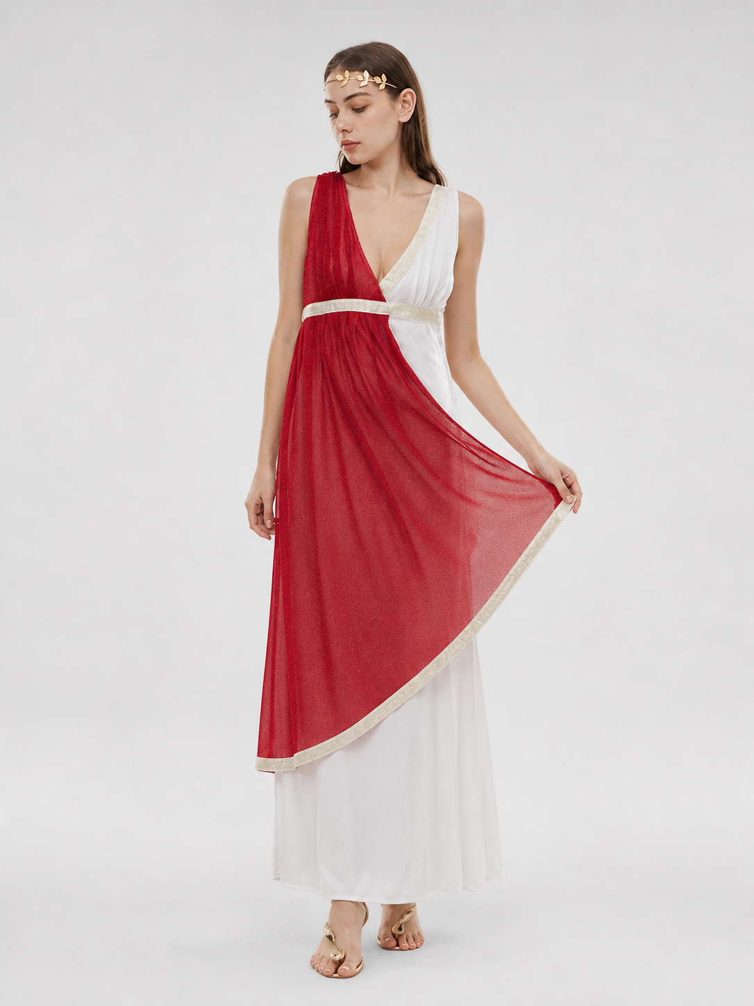 Halloween Greek Goddess Costume Dress on-model alternate view