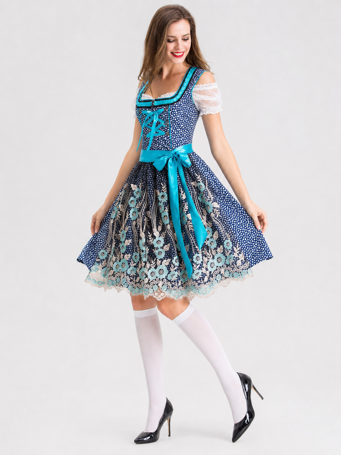 Embroidered Lace Dress in an Ethnic Style