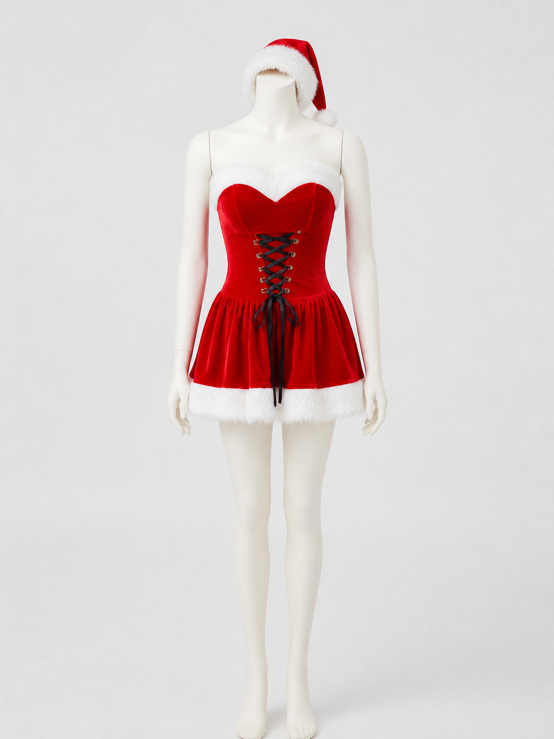 Red New Year's Costume: Short Strapless Dress Costume Dresses detail 2