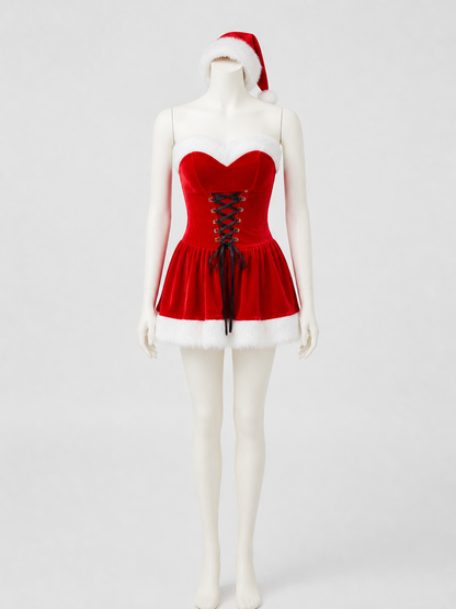 Red New Year's Costume: Short Strapless Dress Costume Dresses detail 2