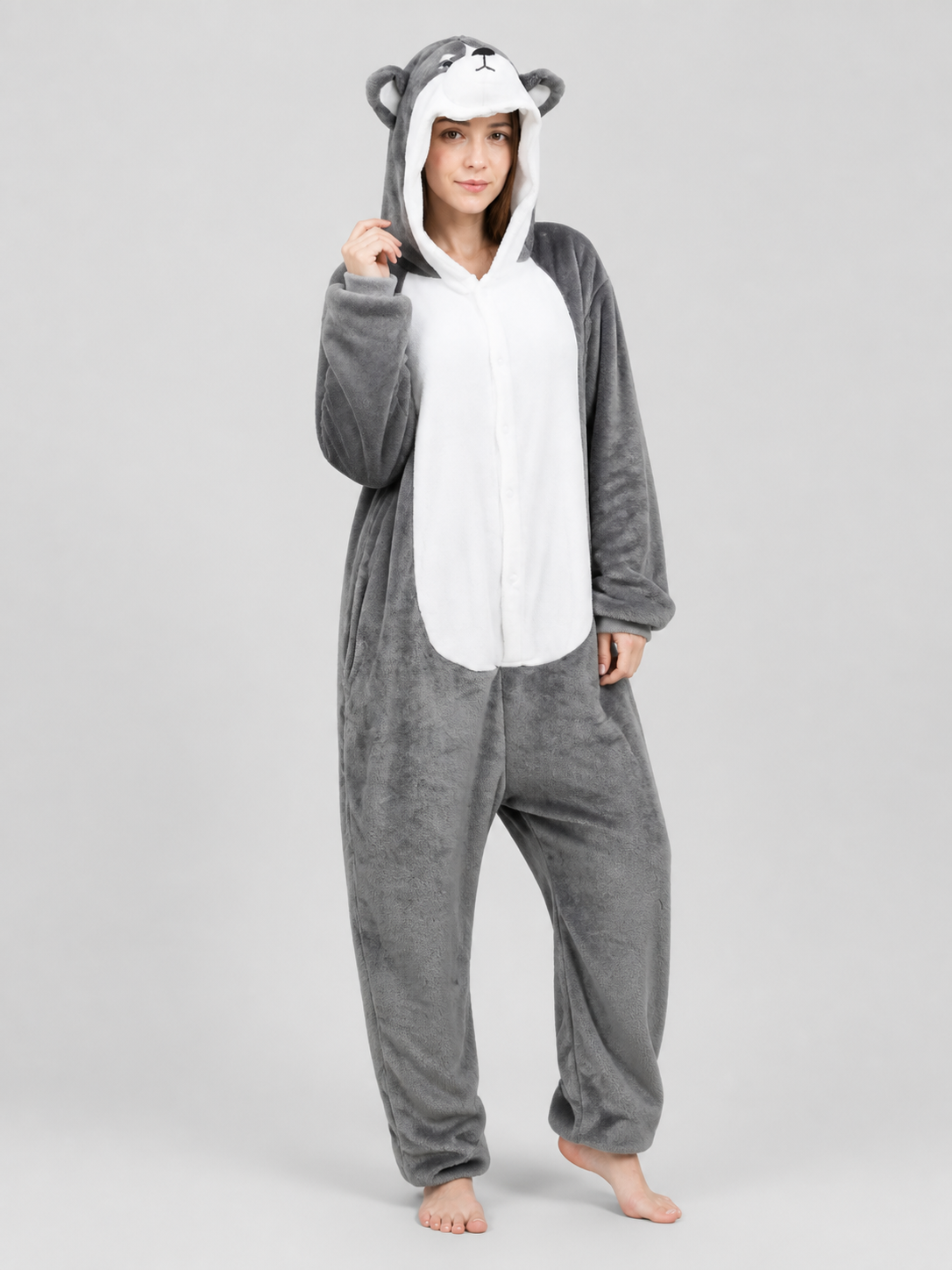 Husky Flannel Hooded Kigurumi Pajama product detail 2