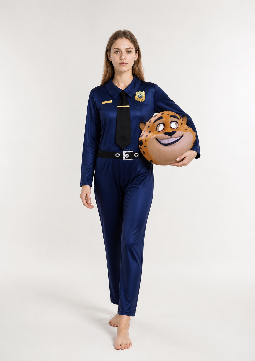 Animal Police Officer Costume Jumpsuit with Leopard Head Costumes detail 2