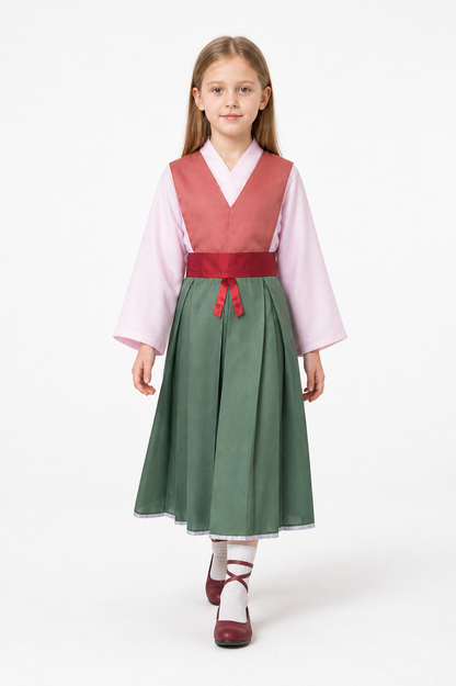 Cosplay Dress with Red Belt and Long Sleeves Costume Dresses detail 2