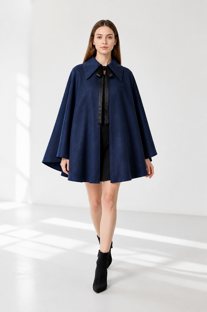High-Collar Cape, Dark Blue Costume Capes detail 2