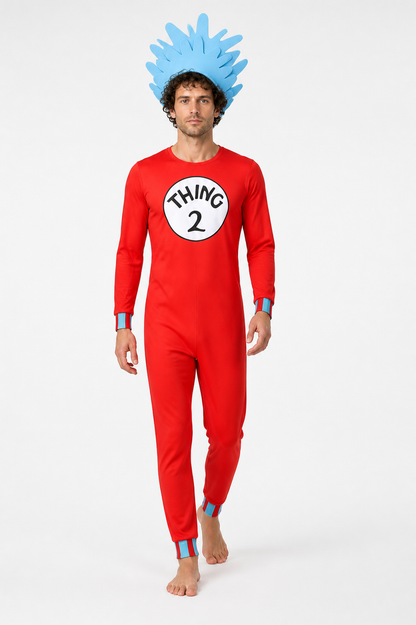 Thing 2 Costume, Jumpsuit with Hat Costume Headwear detail 2