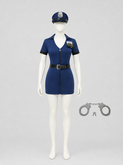 Police Cosplay Costume: Uniform, Cap, Belt, Handcuffs Costume Headwear detail 2