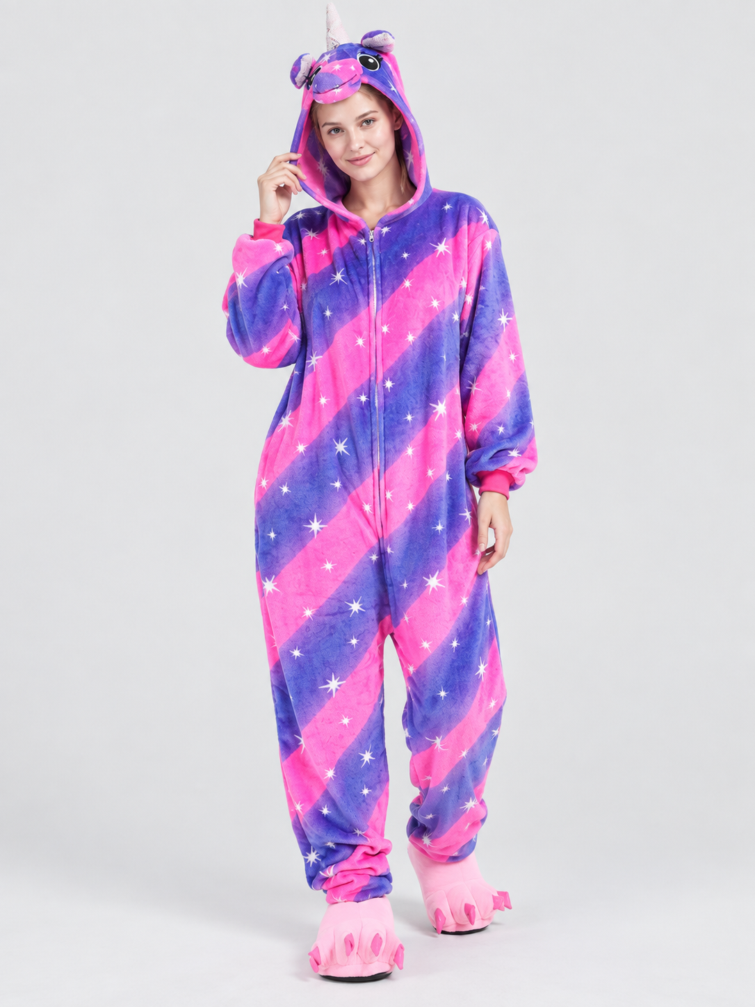 Kids' Hooded Pajama Jumpsuit with Horn and Tail