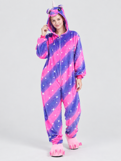 Kids' Hooded Pajama Jumpsuit with Horn and Tail