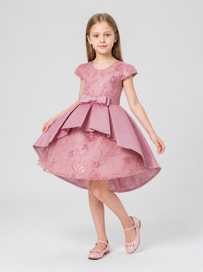 Girls' dressy dress with sequins and a satin bow Costume Dresses detail 2
