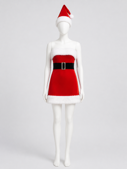 Christmas Costume: Dress and Santa Hat with Belt Costume Dresses detail 2