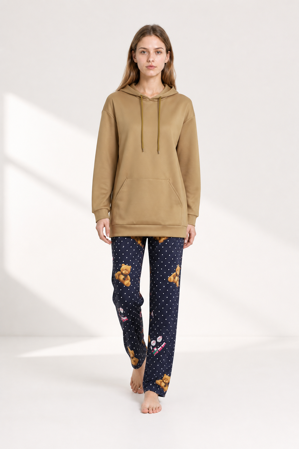 2-Piece Bear-Print Hooded Pajama Set product detail 2