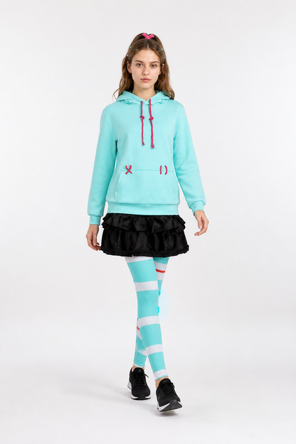 Vanellope Cosplay Costume, Hoodie and Skort Wearable Blankets detail 2