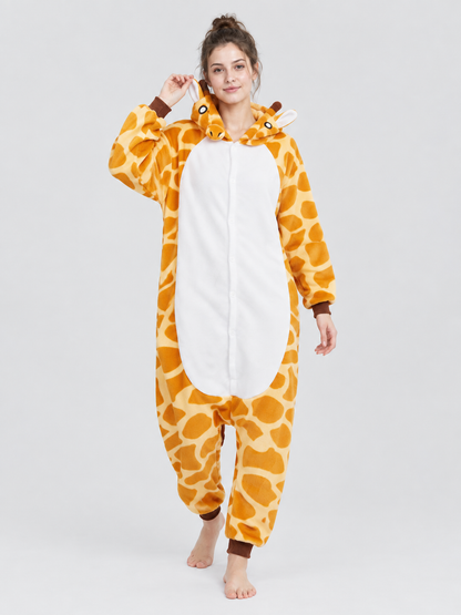 Fleece Giraffe Hooded One-Piece Pajamas