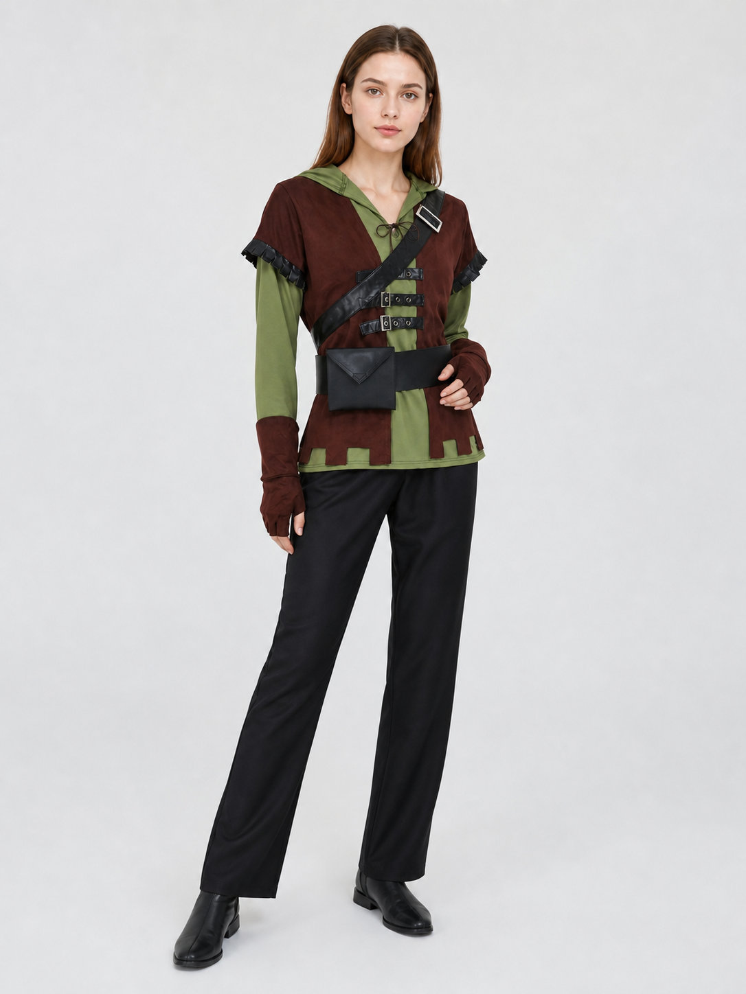 Green Arrow cosplay costume with vest and belt