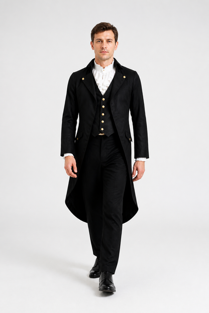 Black Victorian Gothic and Steampunk Tailcoat