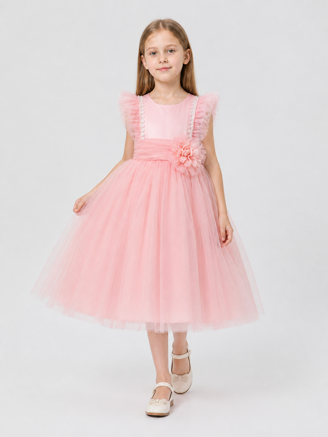 Tutu Dress with a Tulle Skirt, Sequins, and a Flower Costume Dresses detail 2