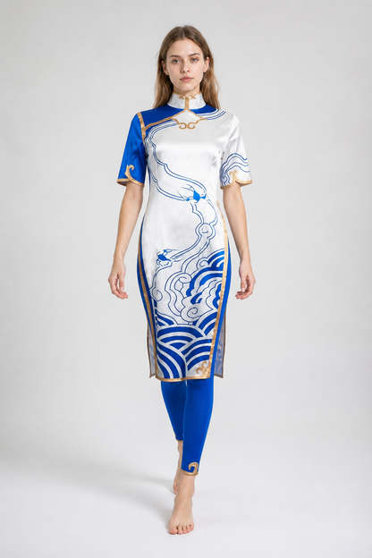 Chun-Li Cosplay Costume, Qipao with Pants Costumes detail 2